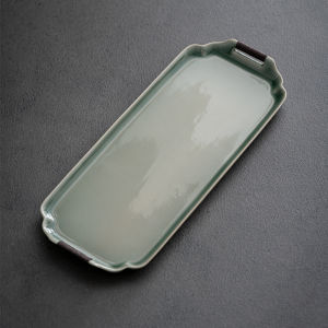 จานชงชาเซรามิกขนาดเล็ก ทรงสี่เหลี่ยม ชั้นวางของสำหรับชงชาแบบแห้ง จานรองชงชาแบบระบายน้ำ ชุดเครื่องมือชงชา