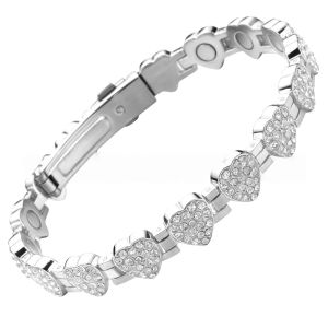 Heart Crystal Pure Copper Magnetic Bracelet for Women – Adjustable Solid Copper Energy Bracelet with Magnetic Therapy Magnets Smart Clasp Wellness Jewelry for Sleep Circulation & Stress Relief