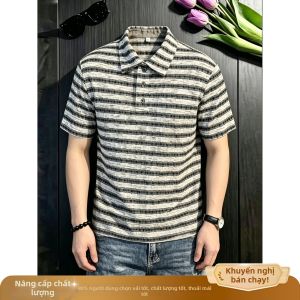 OUMULONG | Áo Polo Knit Sọc Thoáng Khí vàThoải Mái