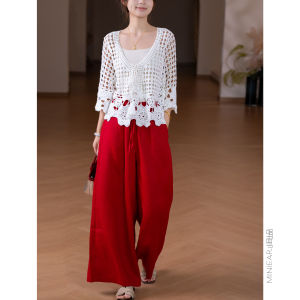 XIAOER | Bohemian 100% Cotton Lace-up T-shirt breathable and easy to care