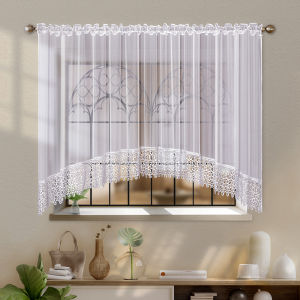 1PC Sheer Curtains Embroidered Lace Semi-Transparent Lightweight UV Protection Drapes for Living Room Festivals Decoration