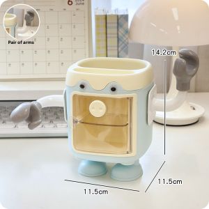 Cute Piggy Bank Organizer Box Desktop Office Student Supplies Creative Storage Container Pen Holder Multi-Functional PP Material