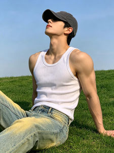 CHENMU | White Crossbar Sleeveless T-shirt Sportswear
