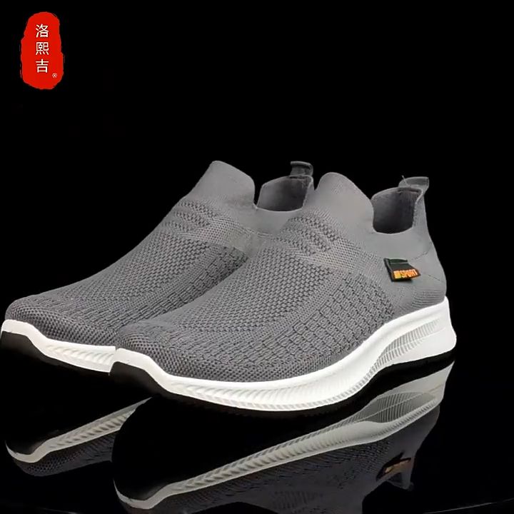 Korean rubber sneakers shoes for men slip on casual breathable walking  shoes for men running shoes black fashion men shoes Lazada PH