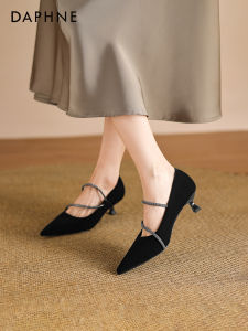 Daphne | Elegant Black Velvet Cat Heel Women Shoes