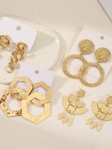 Fashionable Gold Geometric Earrings Luxury Womens Jewelry Elegant Drop Earrings Trendy Accessory Alloy Plated Silver Gold