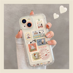KVZUVUU | Transparent Silicone Phone Case for iPhone 16 Plus iPhone 17 Pro Max iPhone 12 Pro iPhone 14 iPhone 15 with Snoopy Charlie Sticker