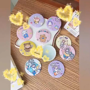Capybara Cartoon Mirror Mini Cute Portable Small Round Makeup Cermin