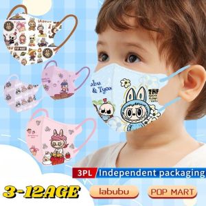 6ชิ้นหน้ากาก3D ลายการ์ตูน LABUBU น่ารักบรรจุภัณฑ์อิสระเหมาะสำหรับเด็กอายุ3-12ปี