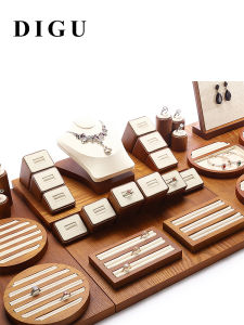 Real Wood Jewelry Display Stand Counter Top Ring Earring Necklace Holder for Jade Accessories And Fashion Jewelry Storage