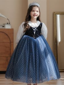 Anna Princess Long Sleeve Mesh Dress with Puff Sleeves for Autumn and Winter Halloween Performance