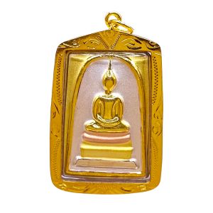 K730 พระสมเด็จ สมเด็จพุฒาจารย์โต วัดระฆัง ชินบัญชร เนื้อ 3 กษัตริย์ เลี่ยม กรอบทองไมครอน ขนาด 2.5X4.0 ซม. พร้อมส่ง