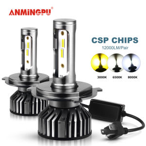 CheapestANMINGPU Car Headlight Bulbs 12000LM 3colors Headlight 50W H4 Led Hi Lo H7 H8 H11 Led Canbus 9006 HB4 9005 HB3 Hir2 H3 H1 Led CSP