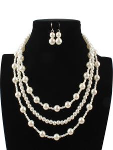 Korean Style Long Pearl Necklace Double Layered round Beads for Wedding Dress Cheongsam Accessories Women Fashion Jewelry