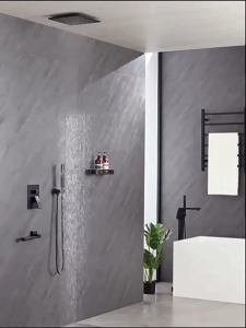 Shower set 304 stainless steel bathroom shower 3 in1 square rain shower shower set with faucet