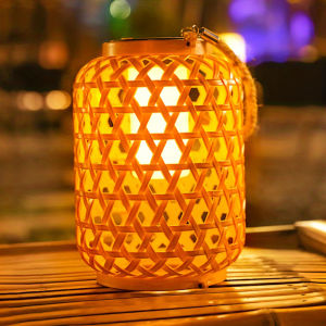 1 PC Solar Powered Rattan Lantern Chandelier Plastic Material Solar Wireless Charging Rechargeable Nickel Battery