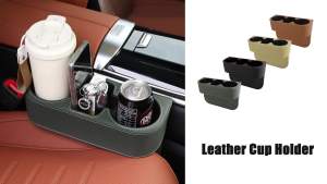 Extra Cup Holder for CarLeather Car Seat Gap Filler with Cup HolderMultifunctional Car Cup Holder Car Seat Cup Holder Car Organizers and Storage Drink Holder for Car Truck SUV (Black)