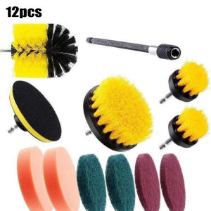 Nylon Round Cleaning Brush Set for Electric Drill High-Density Bristle Carpet And Glass Cleaning Tool for Grout Tiles Kitchen