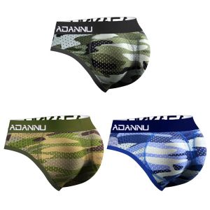 Mens Fake Ass Butt Lift Panties Seamless Buttock Pad Breathable Buttock Briefs Body Shaper Camouflage Mesh Detachable Cup Underwear 1PC