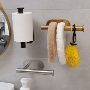 【On Sale】เก็บทีแขวนทิชชู่ที่วางทิชชู่ในห้องครัวด้วยตนเองกาวใต้ราวสำหรับม้วนกล่องแขวนทิชชู่ที่แขวนผ้าขนหนู