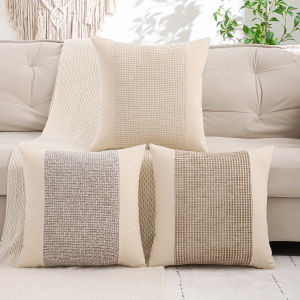1 PC Jacquard Throw Pillow Cover Canvas Splice Home Living Room
