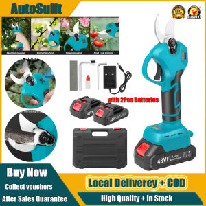 21V Cordless Electric Pruning Shears - Heavy Duty Garden Shears With 2 Batteries For Tree Trimming/Farm Use (Without A Saw)