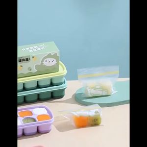 Khay Làm Đá 8 Viên Bằng Silicon Cấp Đông Thực Phẩm Có Nắp Đậy Kháng Khuẩn - Khuôn Làm Thạch Khay Đá GD898-Kda8vien