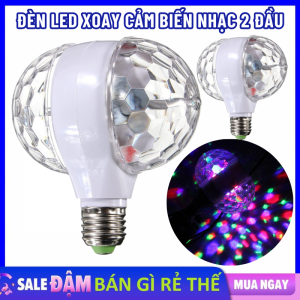 Đèn Led Xoay 7 Màu Vũ Trường Nháy Chớp Theo Nhạc Xoay 360 Độ Hai Đầu - Đèn Trang Trí Cảm Biến Nhạc 2 Đầu - Đèn bay phòng trang trí sân khấu quán cafe nhà hàng chill các buổi tiệc vui cùng gia đình  bạn bè
