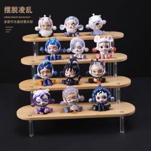 Bamboo Wood Display Stand Storage Organizer Figure Toy Perfume Showcase Tiered Shelf Storage Box Family Organizer Tool