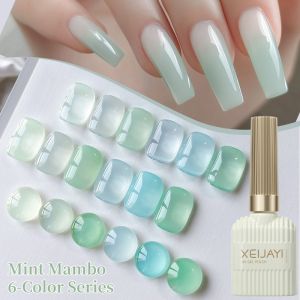 6 Colors Icy Mint Gel Nail Polish Set Mint Mambo Series UV Soak Off Salon Nail Kit for Manicure Nails Gel for Exclusive Salon