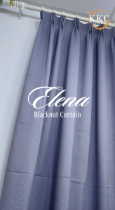 KKC CURTAIN Elena Langsir (Std Width Neutral/Bright Colour) 90-99% Blackout/ReadyMade Hook/Ring Type