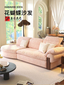 New 2025 Cream Style Fabric Sofa Straight Row Small Household Three Person Sofa Snail Cloth Artistic Couch for Residential Use
