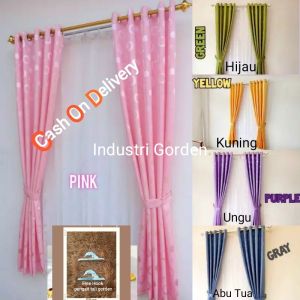 Gorden Jendela Pintu Minimalis Embos Tebal Polos Motif Polkadot