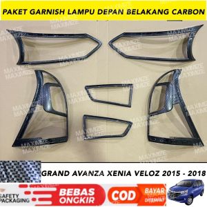 Paket Garnish Depan Belakang Grand Avanza Xenia Veloz 2015 2017 2018 Carbon glossy