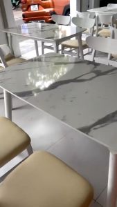 Bộ bàn ăn giả đá 4 ghế mango bàn ăn căn hộ gỗ ngẫu nhiên siêu bền - hàng thật bảo hàng 1 đổi 1 tại nhà