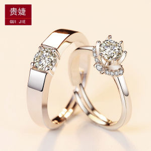 Nhẫn Đôi Bạc Nguyên Chất Cho Nam Và Nữ Hoàn Hảo Cho Cầu Hôn Khắc Nhẫn Đứng Kim Cương Moissanite