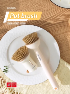 Ecoco Pot Brush Kitchen Pan Cleaning Scrub Brush with Dishwashing Liquid Dispenser Angle-adjustable