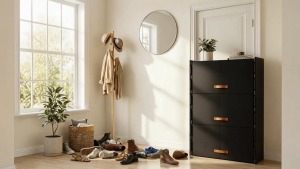 Shoe Rack 6+1-Tier Shoe Rack With Door  Shoe Rack Cabinet Home Shoe Storage Narrow Shoe Rack