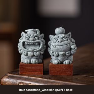 pdq | Cặp Tượng Sư Tử Fu Dog Đồ Trang Trí Trà Đạo Tượng Nhỏ Dễ Thương Vật Trang Trí Bể Cá Đồ Trang Trí Bàn Làm Việc Nhà Văn Phòng Quà Tặng May Mắn
