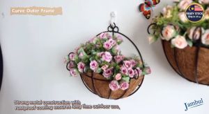 Coconut Palm Half Round Wall Metal Hanging Flower Plant Basket Pot Balcony Garden Sabut Kelapa Pasu Bunga Gantung