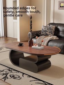 HSMJ | Chinese Style Walnut Colored Solid Wood Oval Coffee Table