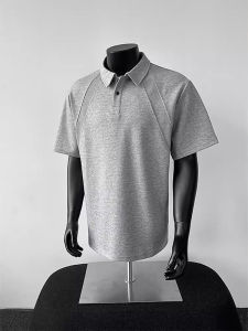 Áo Thun Polo Nam American Shoulder Breathable Short Sleeve Summer Hard And Stiff Five Sleeve Boxy Fit Polyester Fiber 100%