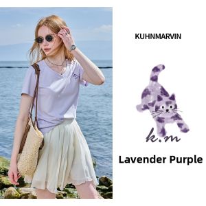 KUHNMARVIN | Gauzy Sheer Sense V-neck Short Sleeve Casual Slim T-Shirt