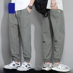 ROMON | Lormen Mens Ice Silk Sports Pants Summer Thin Quick Dry Casual Loose Harem Elastic Long Trousers Breathable Comfortable Shorts