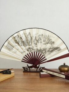 Foldable Silk Fan Traditional Chinese Style Portable Bamboo Paper Fan for Men Summer Cooling Tool Handheld Ancient Fan