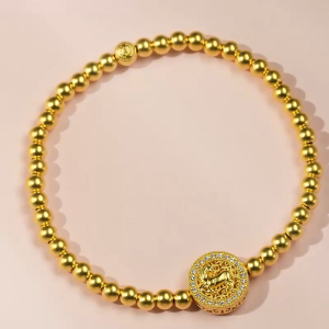 Chow Sang Sang 周生生 999.9 24K Pure Gold Cultural Blessings Galloping Horse Diamond Bracelet for Women & Men 15cm 96345B