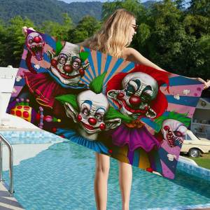 Popular Horror Killer Klowns From Outer Space Big Microfiber Beach Towels Quick Dry Towel Sand Beach Towels Pool Towel
