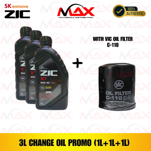 SK-ZIC 3 Liters X7 10W40 For GASOLINE Engine with C-110 Vic Oil Filter Bundle