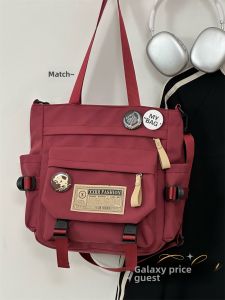 Japanese Style Ins Trendy Retro Neutral Bag Student Class Tutorial Handbag All-Match Commute Shoulder Messenger Bag