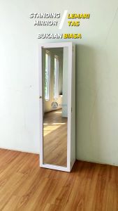 Kaca Lemari Tas Standing Mirror Aestetic - Lemari Tas Minimalis Cermin Berdiri dengan Lampu LED